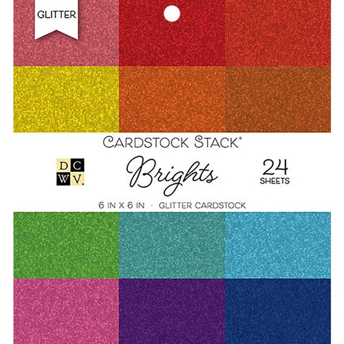 Simon Says Stamp! DCWV 6 x 6 BRIGHTS GLITTER Cardstock Stack PS-006-00117
