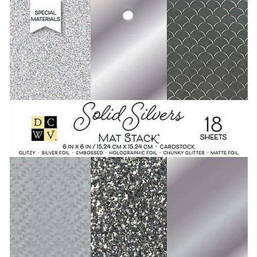 Simon Says Stamp! DCWV 6 x 6 SOLID SILVERS Glitter & Foil Cardstock Stack PS-006-00136