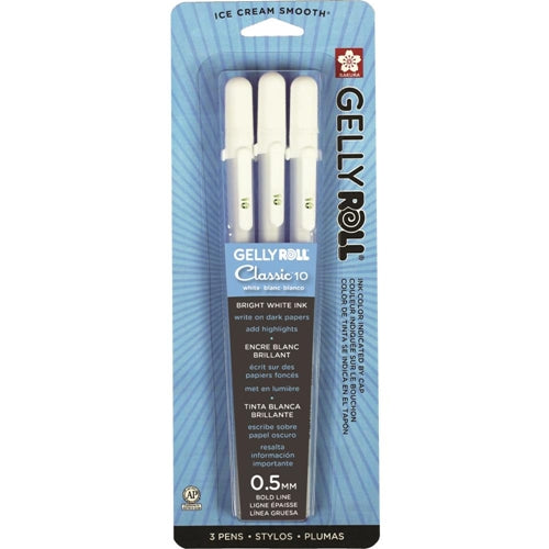 Simon Says Stamp! Sakura CLASSIC WHITE Bold Line 10 Gelly Roll Pen Set of 3 57453