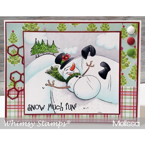Simon Says Stamp! Whimsy Stamps SLEDDING SNOWMAN Rubber Cling Stamp khb187