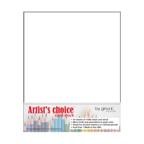 Simon Says Stamp! Gina K Designs ARTIST'S CHOICE 110 LB WHITE CARDSTOCK 8.5 x 11 Inches 47113