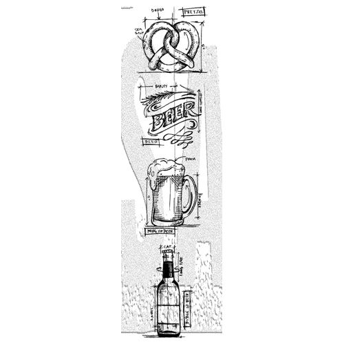 Simon Says Stamp! Tim Holtz Mini Blueprints Strip BEER Cling Rubber Stamps THMB029