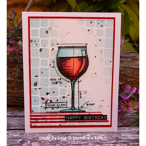 Simon Says Stamp! Tim Holtz Cling Rubber Stamps WINE BLUEPRINTS CMS333