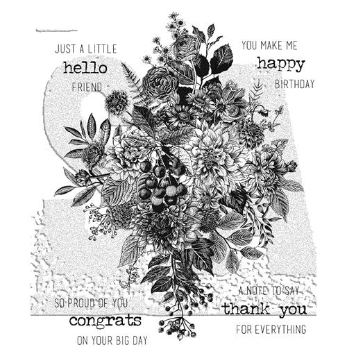 Simon Says Stamp! Tim Holtz Cling Rubber Stamps GLORIOUS BOUQUET WITH GRID BLOCK CMS325