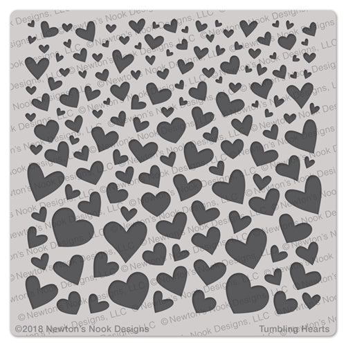 Simon Says Stamp! Newton's Nook Designs TUMBLING HEARTS Stencil NN1801T01