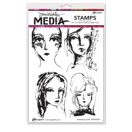 Simon Says Stamp! Dina Wakley INTERESTING FACES Media Cling Rubber Stamp MDR60994