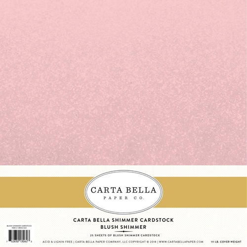 Simon Says Stamp! Carta Bella 12 x 12 BLUSH SHIMMER CARDSTOCK 111LB cbdsc1301