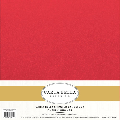 Simon Says Stamp! Carta Bella 12 x 12 CHERRY SHIMMER CARDSTOCK 111LB cbdsc1401