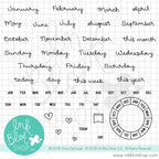 Simon Says Stamp! Ink Blot Shop Clear Stamp Set MONTHS AND DAYS CALENDAR BUILDER inbl034