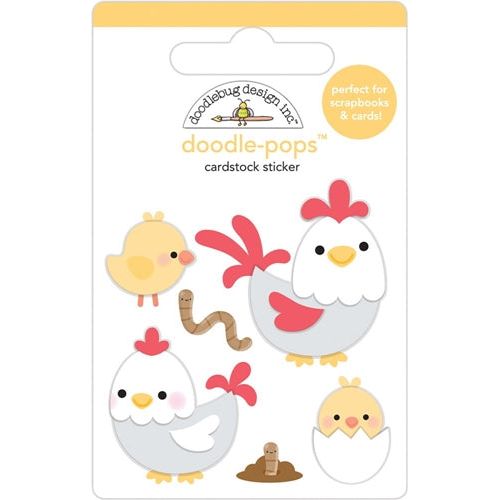 Simon Says Stamp! Doodlebug HENS AND CHICKS Doodle Pops 3D Stickers Down on the Farm 5855