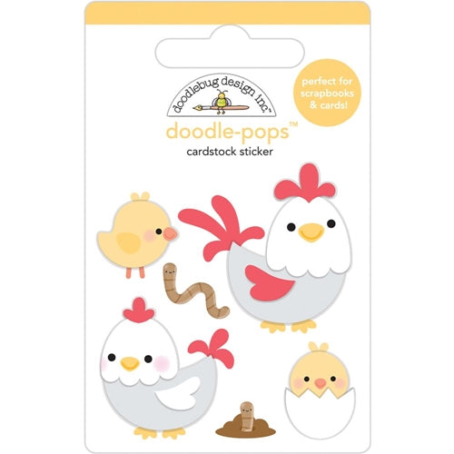 Simon Says Stamp! Doodlebug HENS AND CHICKS Doodle Pops 3D Stickers Down on the Farm 5855