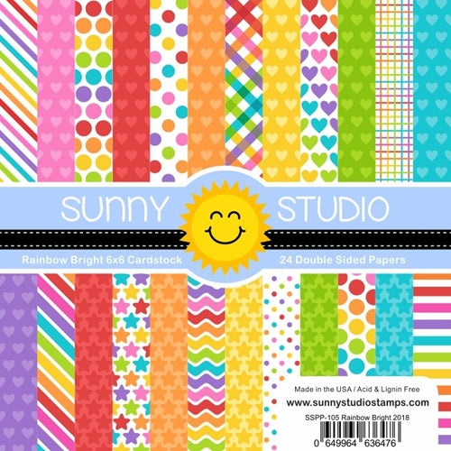 Simon Says Stamp! Sunny Studio RAINBOW BRIGHT Paper Pad SSPP 105