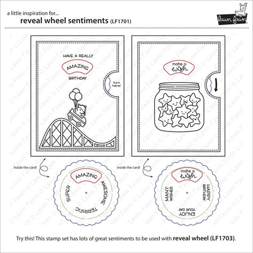 Simon Says Stamp! Lawn Fawn REVEAL WHEEL SENTIMENTS Clear Stamps LF1701