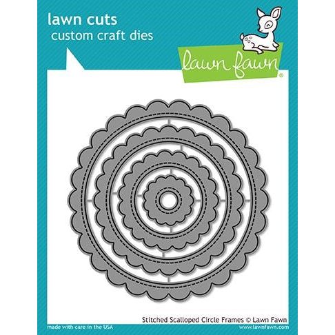 Simon Says Stamp! Lawn Fawn STITCHED SCALLOPED CIRCLE FRAMES Die Cuts LF1718