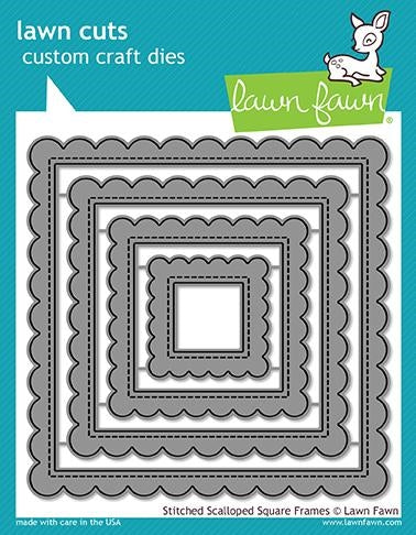 Simon Says Stamp! Lawn Fawn STITCHED SCALLOPED SQUARE FRAMES Die Cuts LF1720