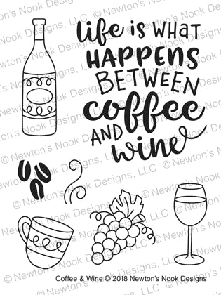 Simon Says Stamp! Newton's Nook Designs COFFEE AND WINE Clear Stamps NN1806S05
