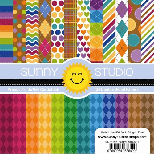 Simon Says Stamp! Sunny Studio PREPPY PRINTS Paper Pad SSPP 107