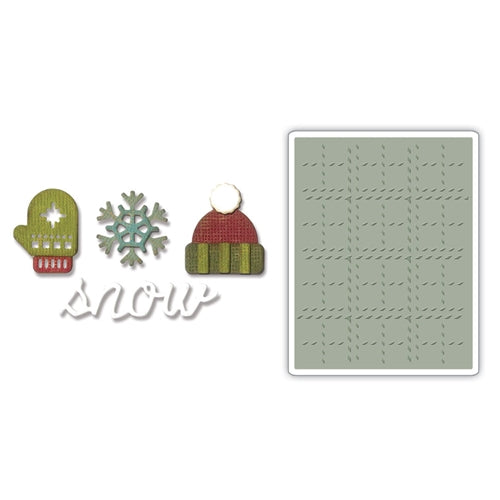 Simon Says Stamp! Tim Holtz Sizzix WINTER Side-Order Thinlits and Embossing Folder 663098