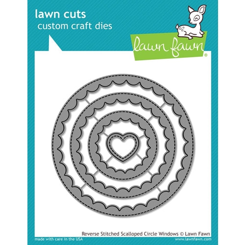 Simon Says Stamp! Lawn Fawn REVERSE STITCHED SCALLOPED CIRCLE WINDOWS Die Cuts LF1801