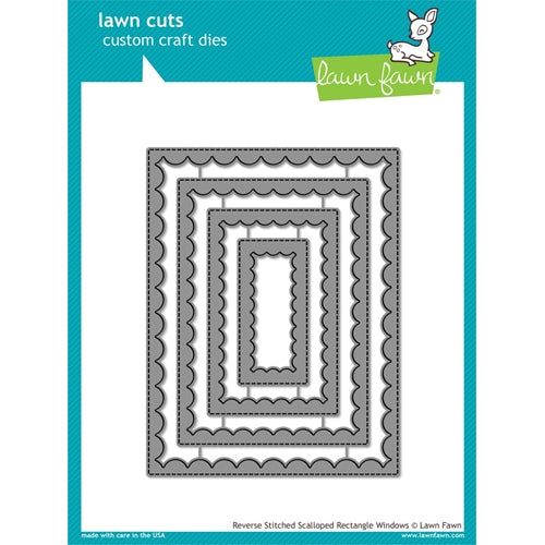 Simon Says Stamp! Lawn Fawn REVERSE STITCHED SCALLOPED RECTANGLE WINDOWS Die Cuts LF1800