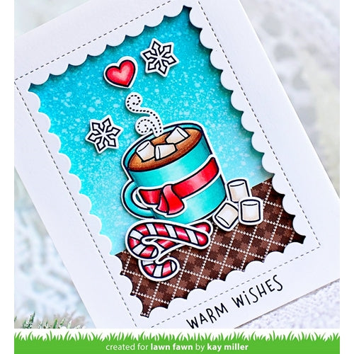 Simon Says Stamp! Lawn Fawn REVERSE STITCHED SCALLOPED RECTANGLE WINDOWS Die Cuts LF1800