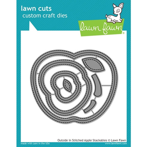 Simon Says Stamp! Lawn Fawn OUTSIDE IN STITCHED APPLE STACKABLES Die Cuts LF1795