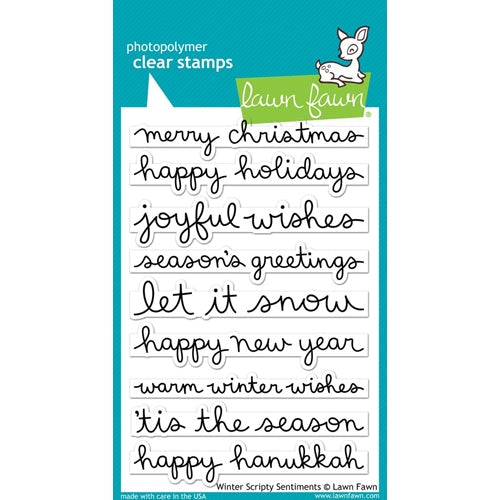 Simon Says Stamp! Lawn Fawn WINTER SCRIPTY SENTIMENTS Clear Stamps LF1773