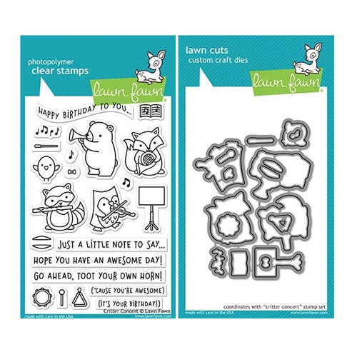 Simon Says Stamp! Lawn Fawn SET CRITTER CONCERT Clear Stamps and Dies MLFCC