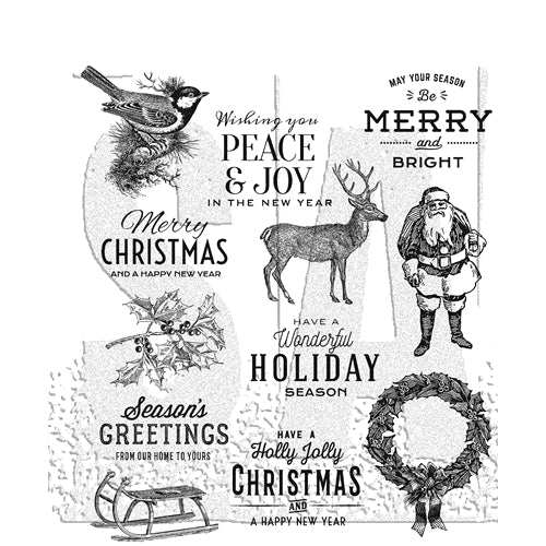 Tim Holtz Cling Rubber Stamps FESTIVE OVERLAY CMS357