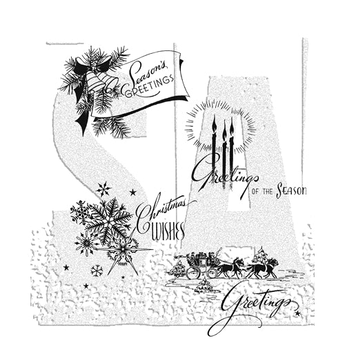 Simon Says Stamp! Tim Holtz Cling Rubber Stamps HOLIDAY GREETINGS CMS353