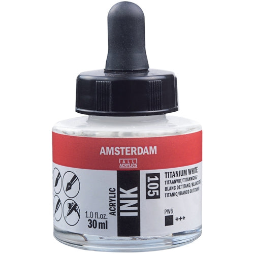 Amsterdam Acrylic Tinta 30 Ml - Bianco Di Titanio 105, Pittura Acrilica Per Artisti