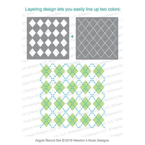 Simon Says Stamp! Newton's Nook Designs ARGYLE Stencil Set NN1811T01