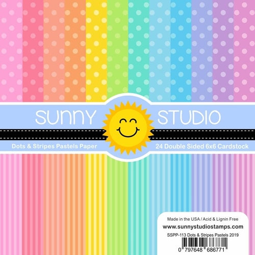Simon Says Stamp! Sunny Studio DOTS AND STRIPES PASTELS Paper Pad SSPP 113