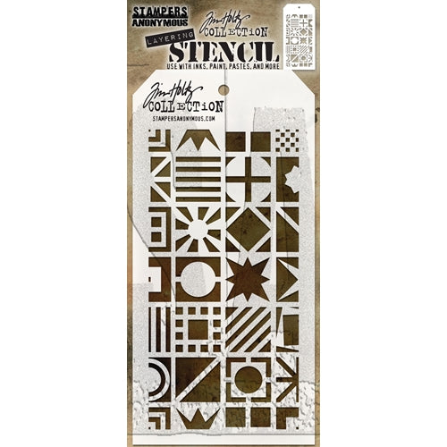 Simon Says Stamp! Tim Holtz Layering Stencil PATCHWORK CUBE THS123