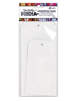 Simon Says Stamp! Dina Wakley Ranger 8 and 10 WHITE Assorted Media Tags mda64619