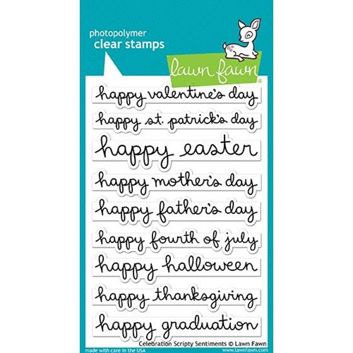 Simon Says Stamp! Lawn Fawn CELEBRATION SCRIPTY SENTIMENTS Clear Stamps LF1898