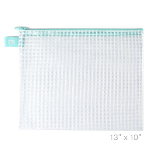 Simon Says Stamp! Avery Elle AQUA LARGE Zipper Vinyl Mesh Pouch  Z1902