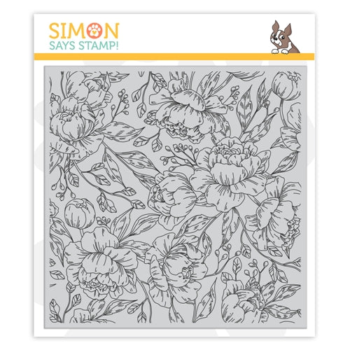 Simon Says Stamp! Simon Says Cling Rubber Stamp PRETTY PEONIES BACKGROUND sss101961