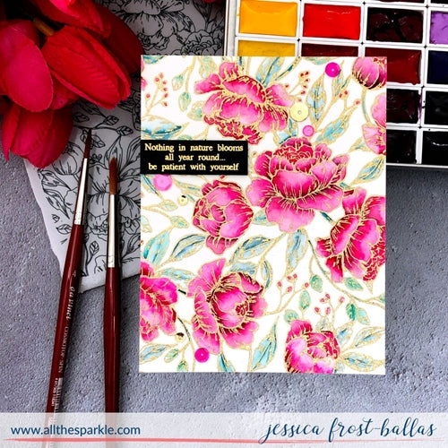 Simon Says Stamp! Simon Says Cling Rubber Stamp PRETTY PEONIES BACKGROUND sss101961 | color-code:ALT4