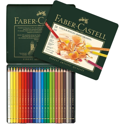Faber-Castell POLYCHROMOS COLORED PENCILS 24 Piece Set in Tin 110024