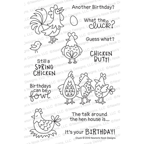 Simon Says Stamp! Newton's Nook Designs CLUCK Clear Stamps NN1904S02