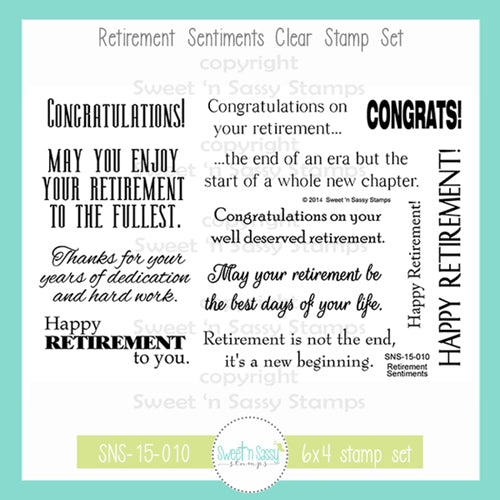 Simon Says Stamp! Sweet 'N Sassy RETIREMENT SENTIMENTS Clear Stamp Set sns-15-010