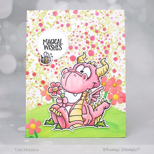 Simon Says Stamp! Whimsy Stamps DORKY DRAGON Cling Stamp DP1012