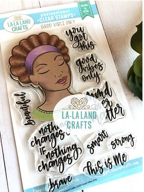 Simon Says Stamp! La-La Land Crafts Clear Stamps GOOD VIBES ONLY CL033