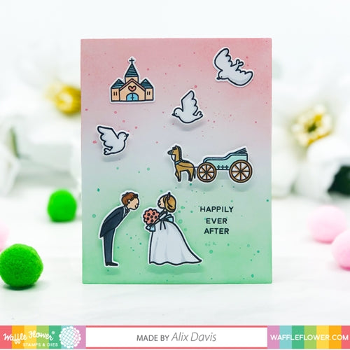 Simon Says Stamp! Waffle Flower WEDDING DAY Clear Stamp and Die Combo WFC246