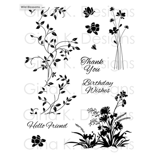 Simon Says Stamp! Gina K Designs WILD BLOSSOMS Clear Stamps 0311