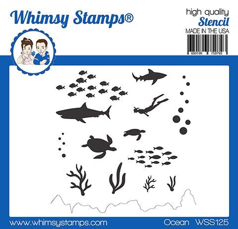 Simon Says Stamp! Whimsy Stamps OCEAN Stencil WSS125