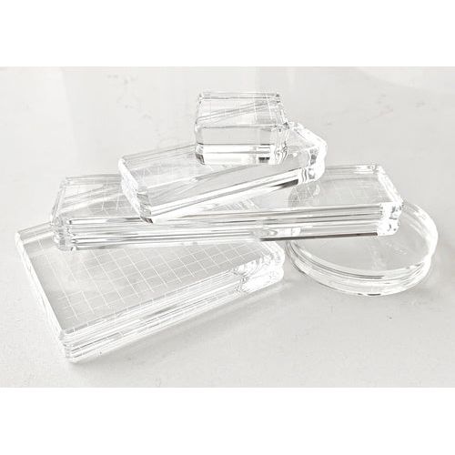 Simon Says Stamp! Gina K Designs SET OF FIVE COMFORT ACRYLIC BLOCKS With Carrying Case 1234