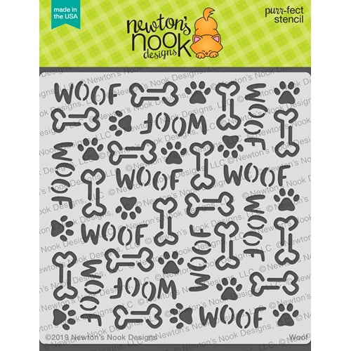 Simon Says Stamp! Newton's Nook Designs WOOF Stencil NN1906T02