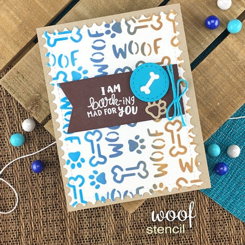 Simon Says Stamp! Newton's Nook Designs WOOF Stencil NN1906T02